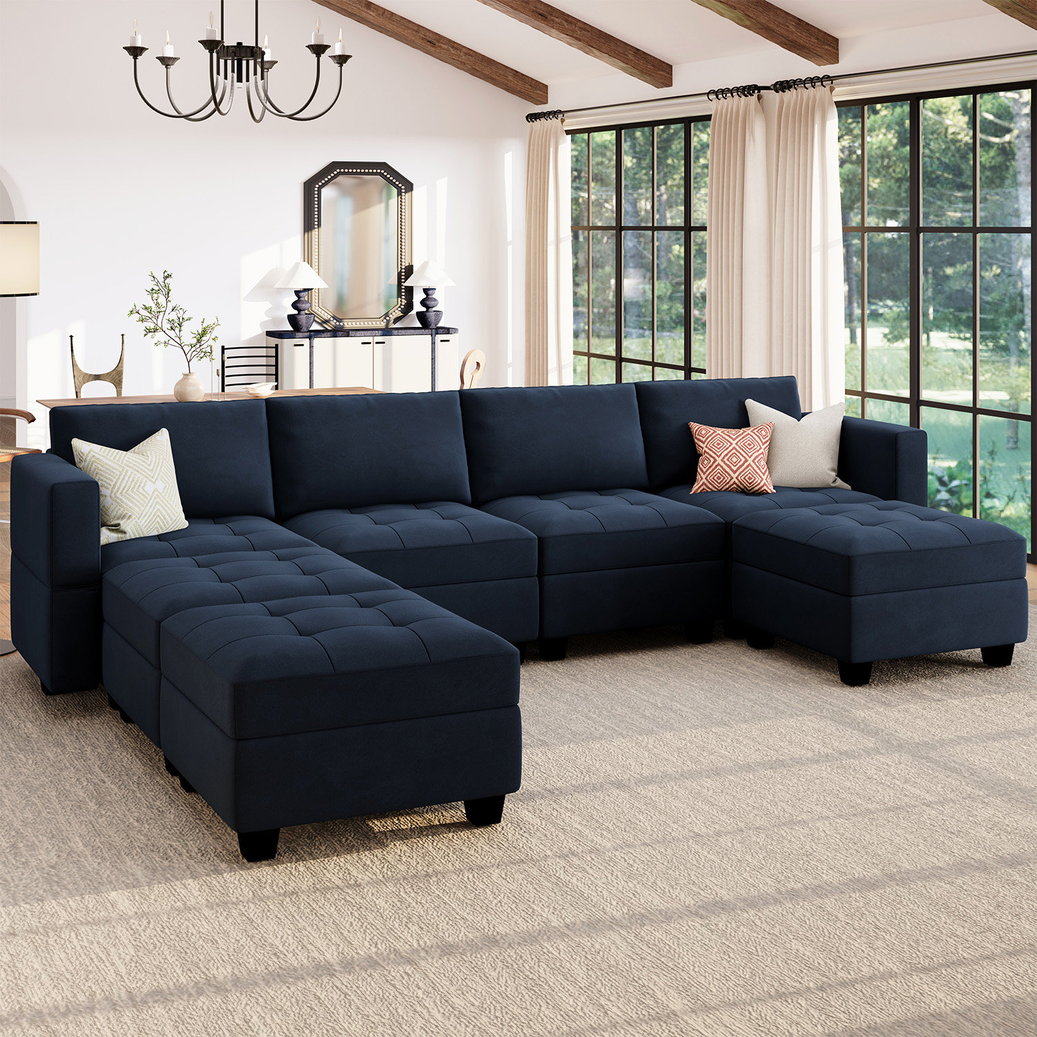 Latitude Run® U-shaped Modular Sectional Sofa with Storage Chaise ...