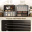 Buffet, armoire de cuisine avec porte à fermeture en douceur, gris noir-29722939