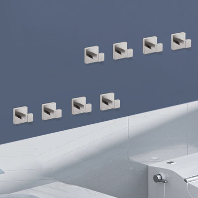 Paquet de 8 crochets à serviettes muraux en acier inoxydable pour la salle de bain, la chambre à coucher et la cuisine