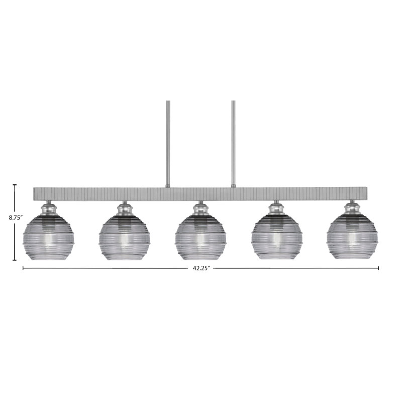 Barre d'éclairage à 5 lumières Edge avec verre de 6 po, Nickel brossé, Fumée