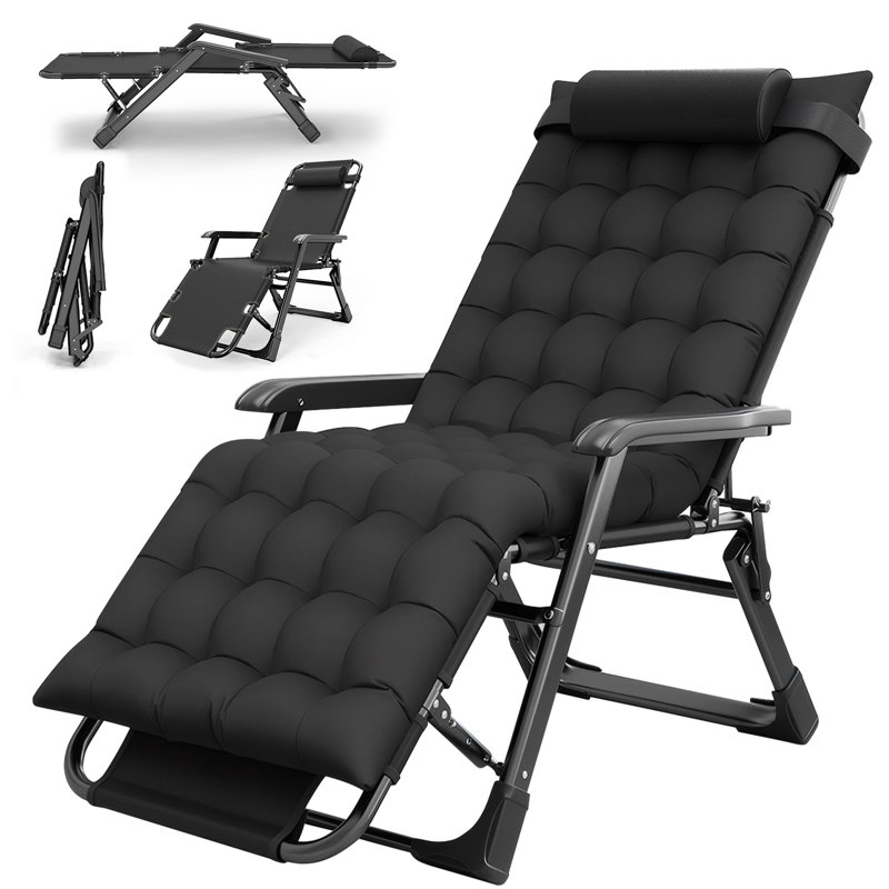Fauteuil inclinable et pliable, chaise longue réglable à double usage avec accoudoirs pour l'intérieur et l'extérieur