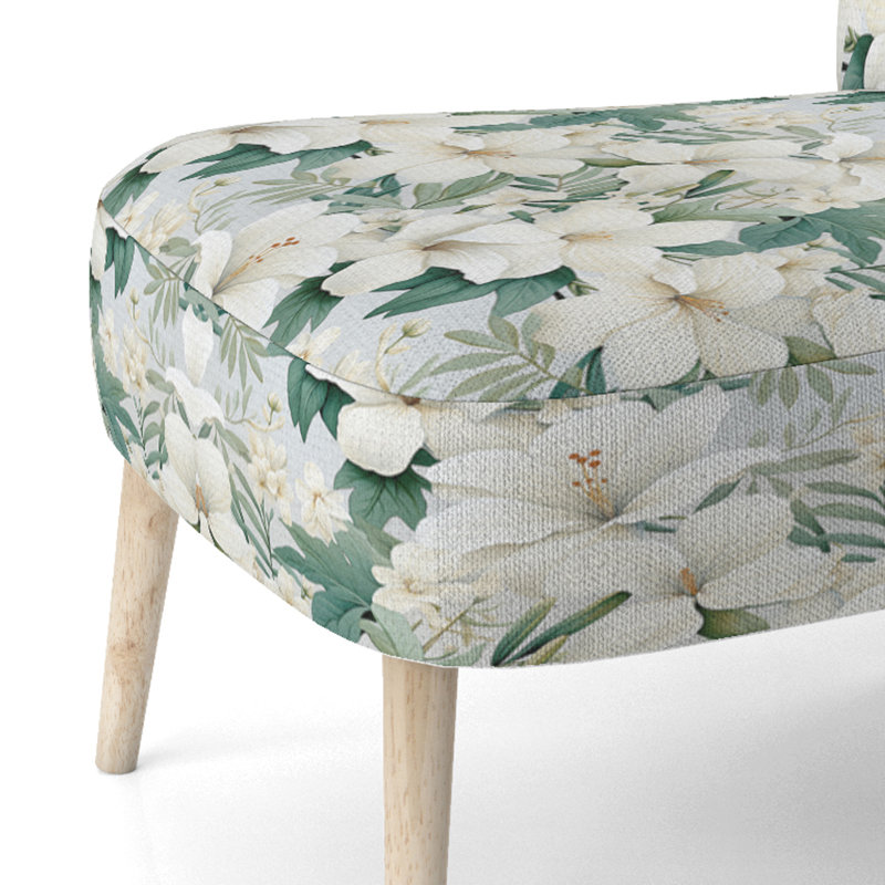 Minimalist Flora Tropical Motif - Chaise d'appoint rembourrée côtière, chaise d'appoint verte