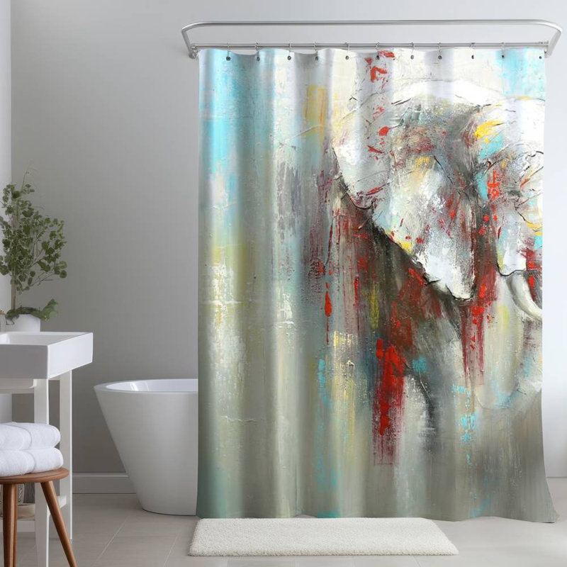 Shower Curtain AN49 – Polyester Shower Curtain, Dye Sublimation Print, 71" W × 74" L, Multicolor