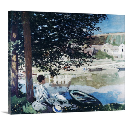'On the Seine at Bennecourt' by Claude Monet Painting Print on Wrapped Canvas