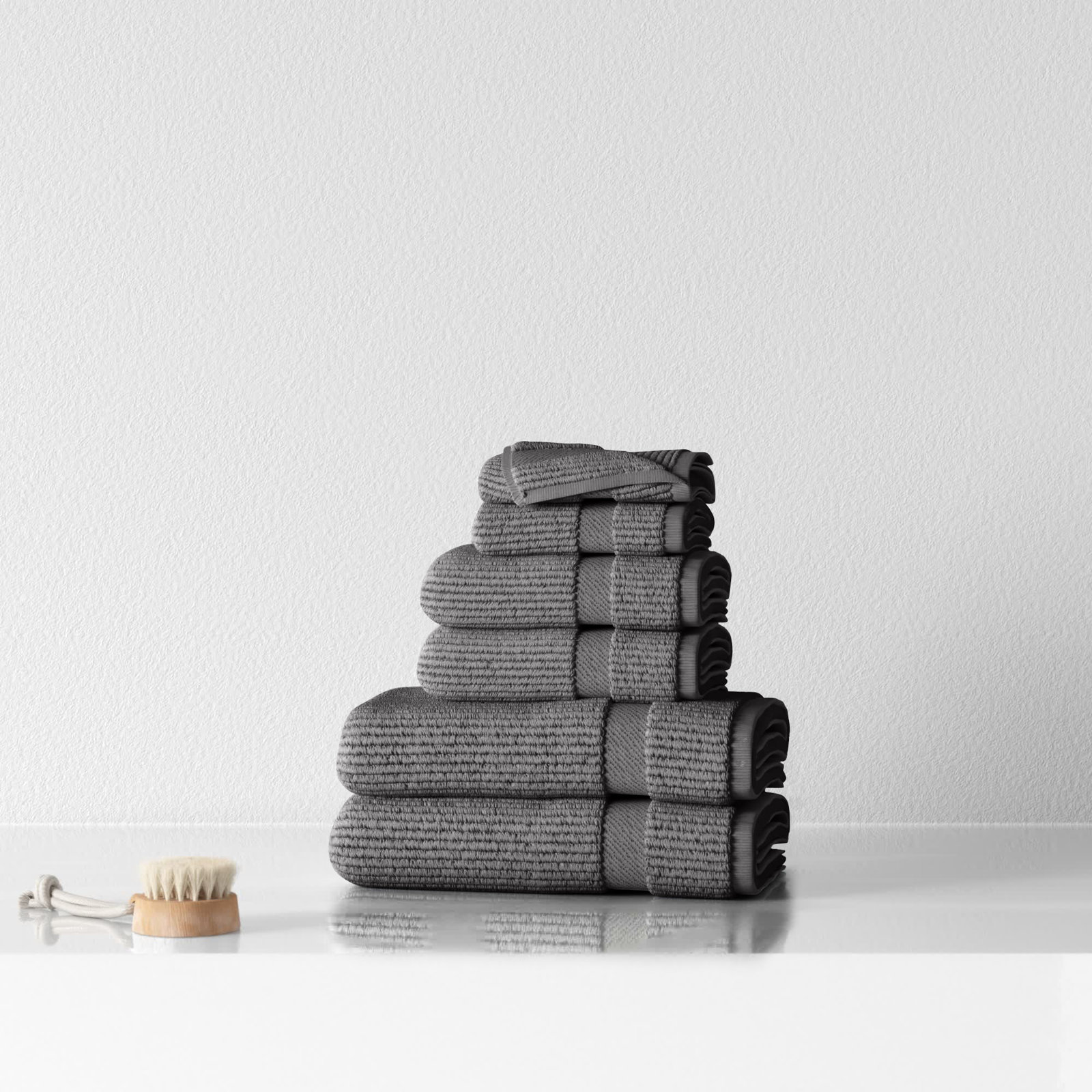 Bear 6-Piece Cotton Towel Set, Concrete Gray