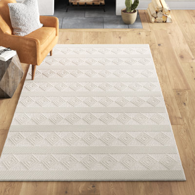 Tapis beige en laine tissé à plat Latrissa