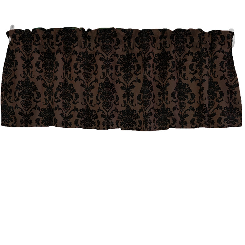 Cantonnière florale en damas 58 po, L 58 po x L 16 po, Brun