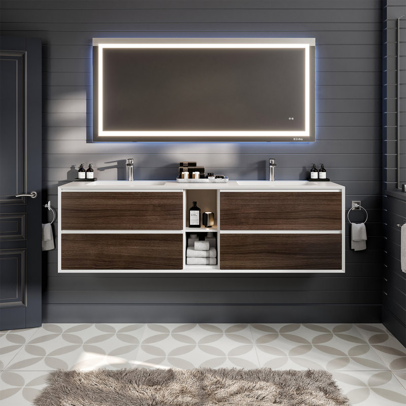 Ensemble de meuble-lavabo double mural 75 po Kiskimere