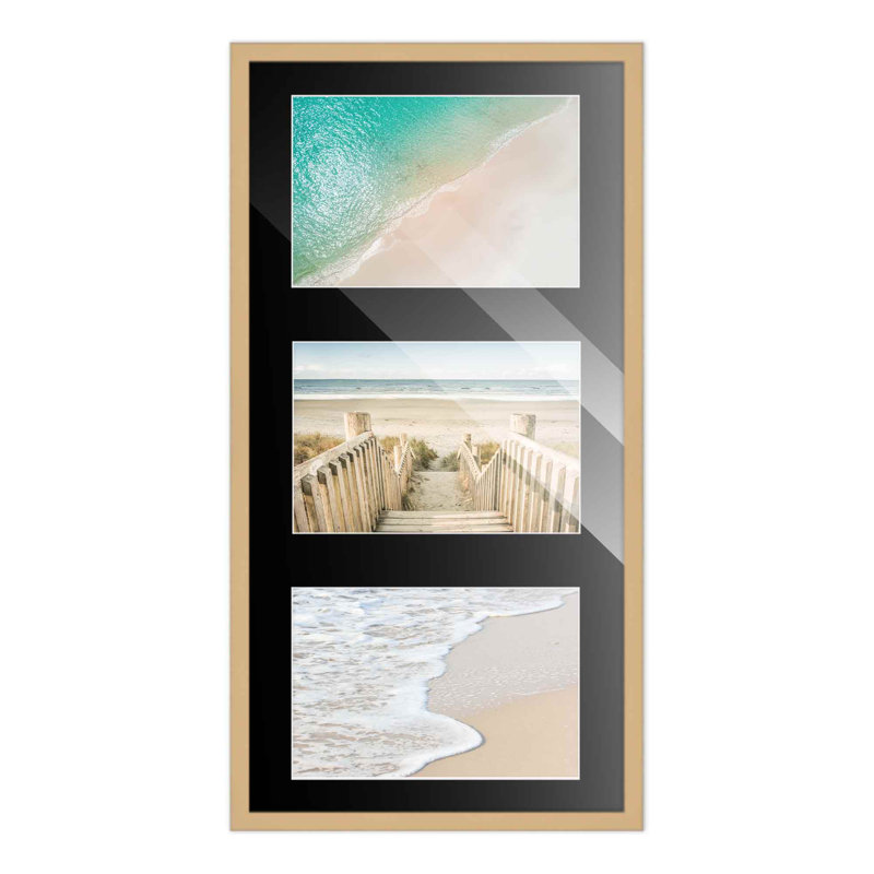 Cadre en bois Lymari, 4 po x 6 po, 7,5 po x 14,5 po, Naturel / noir