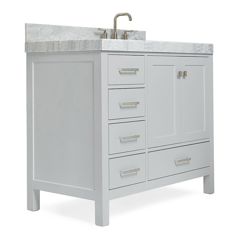 Meuble-lavabo simple 42 po avec comptoir Cambridge, Oui, Forme rectangulaire, Gris / Nickel brossé