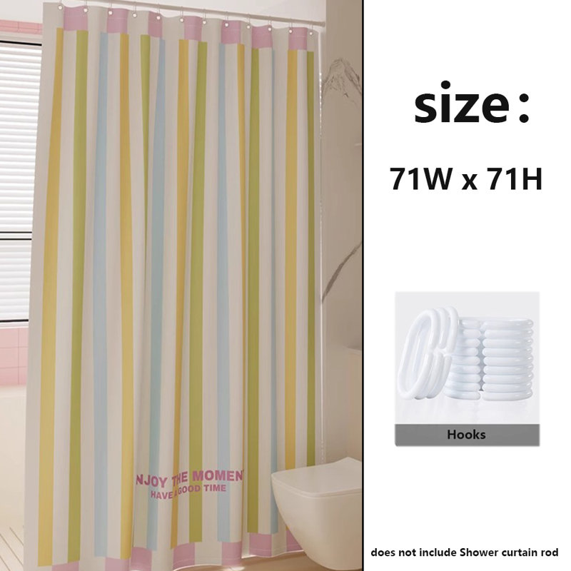 Rideau de douche en polyester, Blanc / vert / bleu / rose