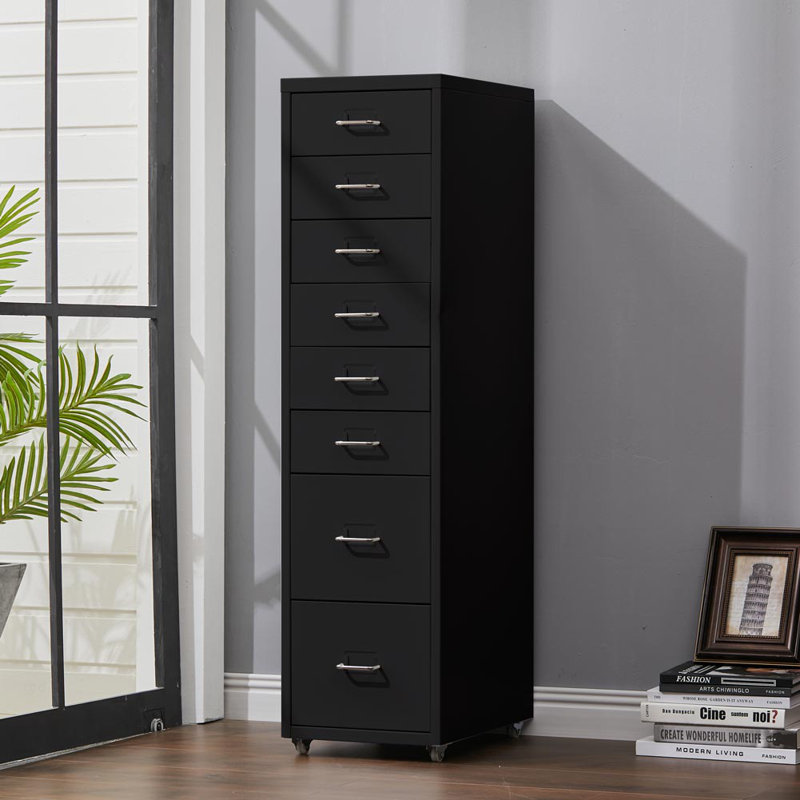 Eumeka 28cm Wide 8 -Drawer File Cabinet, Black