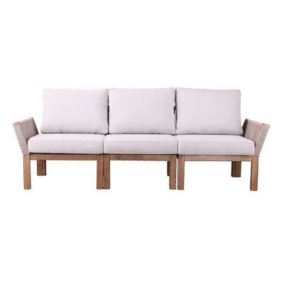 86.75'' Wide Acacia Patio Sofa with Cushions