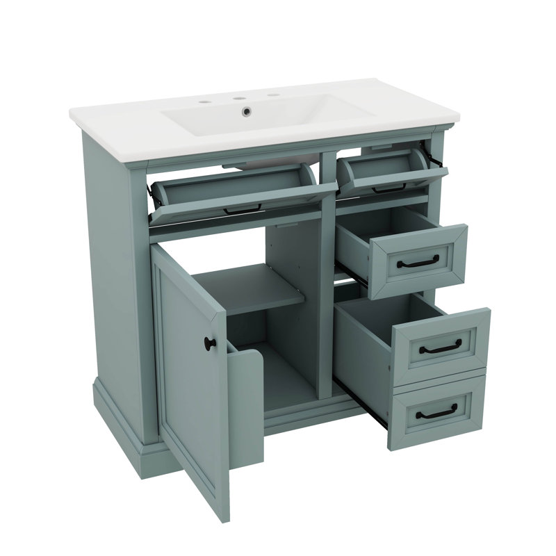 Meuble-lavabo moderne 36 po avec lavabo 36 po avec lavabo en céramique, Gris