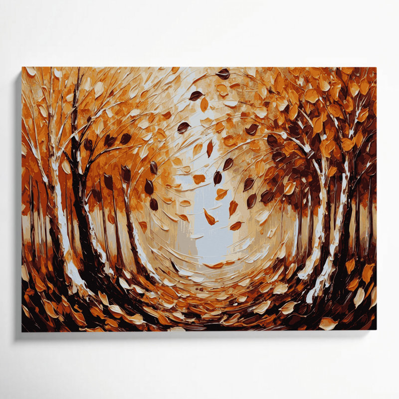Halloween, feuilles d'automne et arbres, art mural brun, H 8 po x l 10 po
