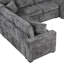 Canapé-lit modulaire en chenille gris avec repose-pieds USB et rangement-2133417661