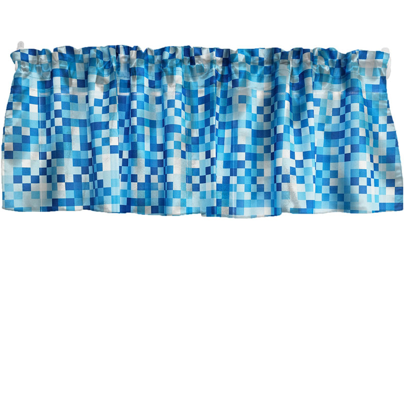 Cantonnière popeline carrée en polyester 58 po de largeur, Bleu, L 58 po x L 32 po