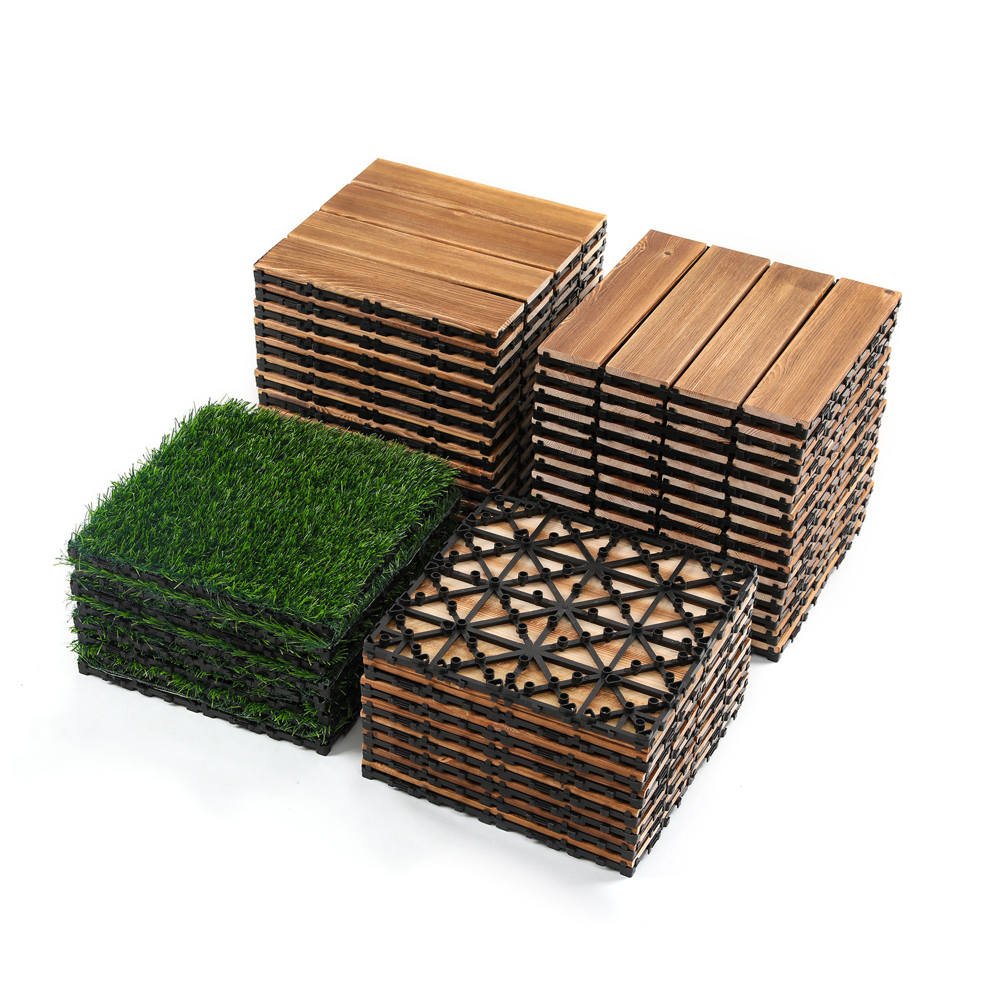 Plastic Interlocking Deck Tiles - 36 Pieces, 12