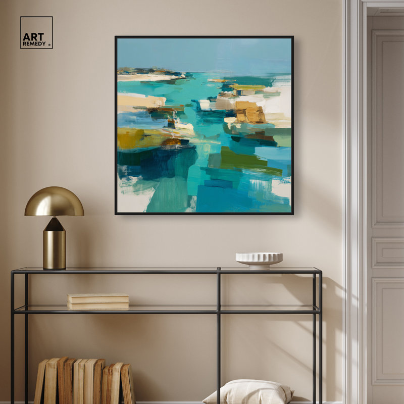"Oceanic Tones II", reproduction d'art sur toile encadrée par Art Remedy, cadre noir, 30 x 30, H 31 po x l 31 po, Cadre noir