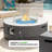 38-inch Round Concrete Propane Fire Pit Table with Tank Cover and Wind Guard,Concrete & Wood Textured Design-542697715
