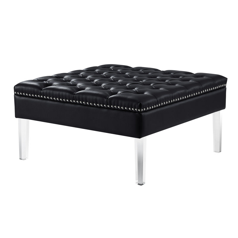 Repose-pieds cocktail 35 po, Similicuir noir