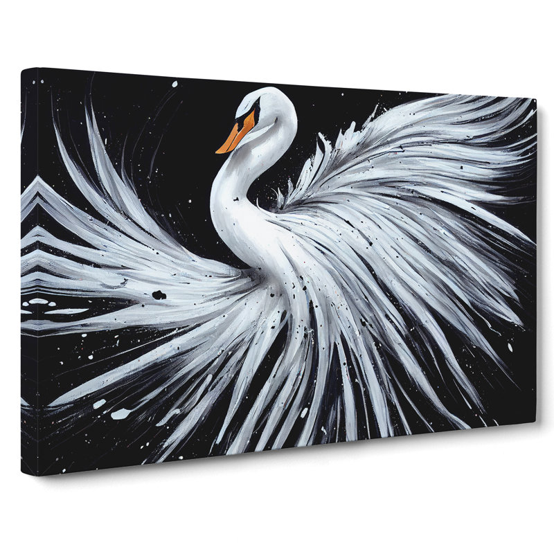 Splashed Swan Vol.1 Abstract - Wrapped Canvas, 35cm H x 50cm W x 3cm D