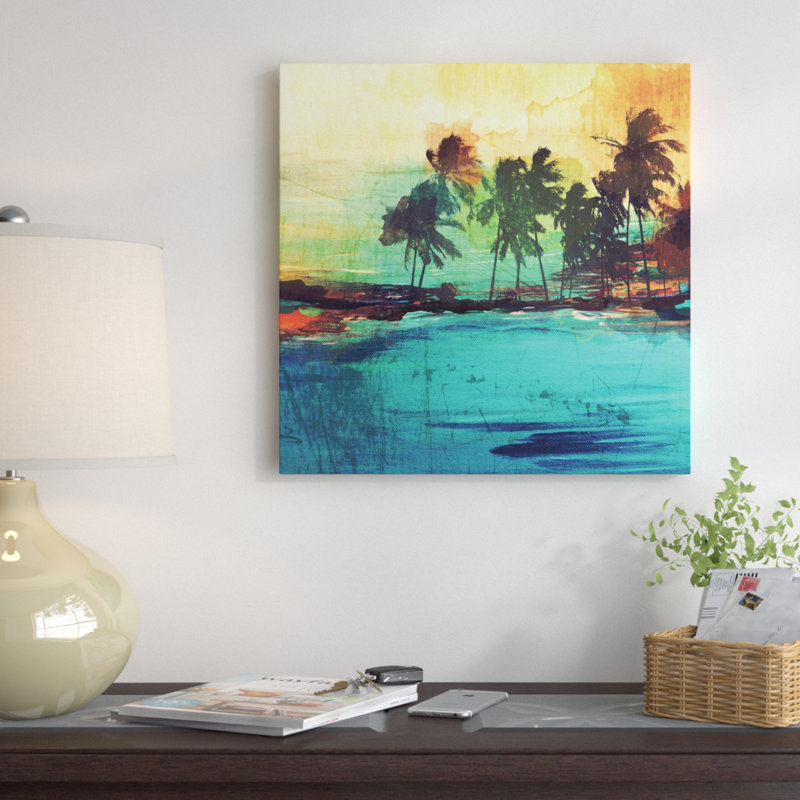 « palm island vi », impression sur toile tendue, H 37 po x l 37 po x P 1,5 po, Toile tendue, Pas de tapis