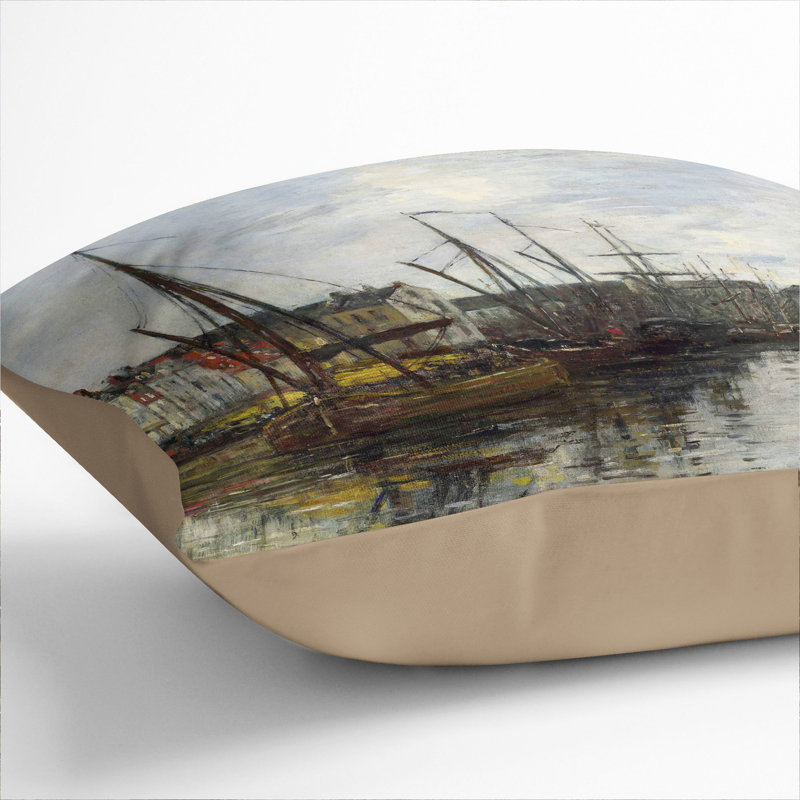 Harbour In Brussels Square Throw Cushion, Stone, 40cm H x 40cm W x 15cm D