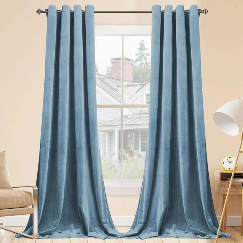 Abbie Home Velvet Noise Reducing Blackout Grommet Curtain Panels for Bedroom & Living Room, 52" W x 96" L, Pink