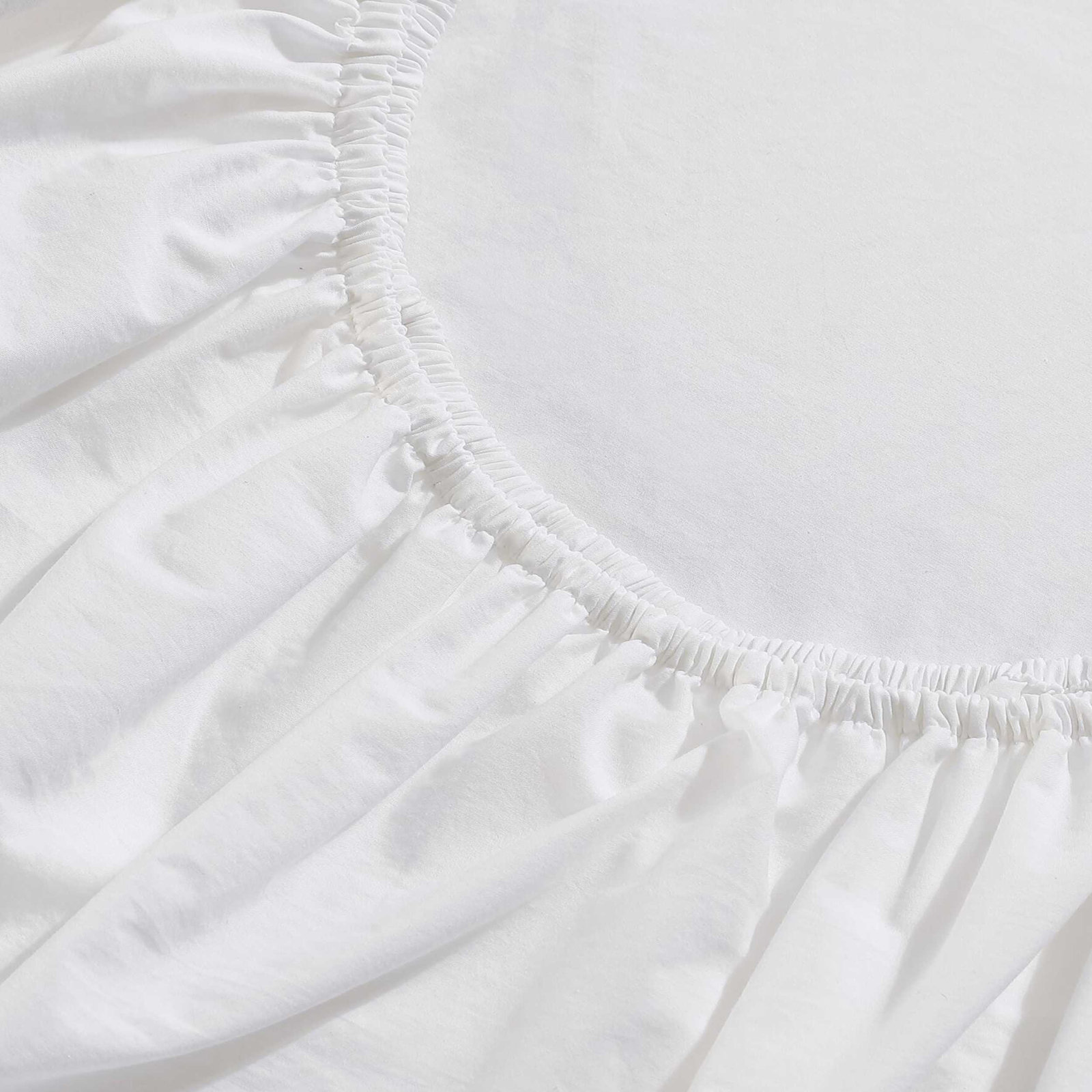 Washed Percale Cotton Sheet Set, White, Twin Sheet Set with 1 Pillowcase