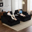 Fauteuil de lecture double en velours côtelé, lit de luxe, sans assemblage, noir, 2 sièges, canapé-lit à siège profond, siège, rembourrage en mousse à mémoire de forme-1214631657