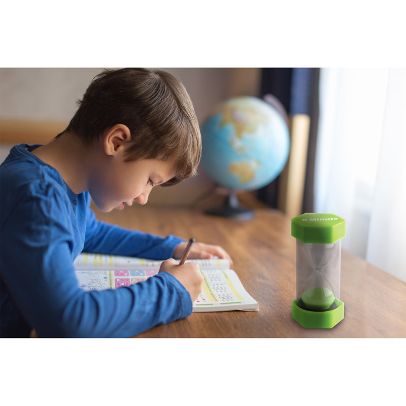 Minuterie de sable de 5 minutes - grande, paquet de 2, H 6,5 po x l 3,25 po x P 3,25 po, Vert