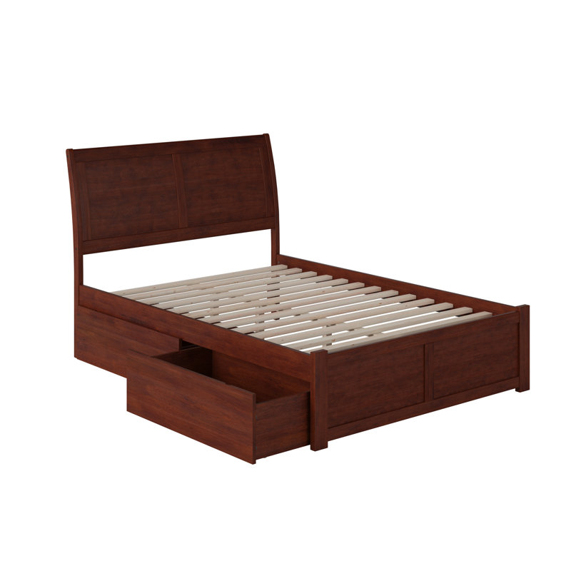 Yailynn Solid Wood Sleigh Storage Bed, Full, Walnut