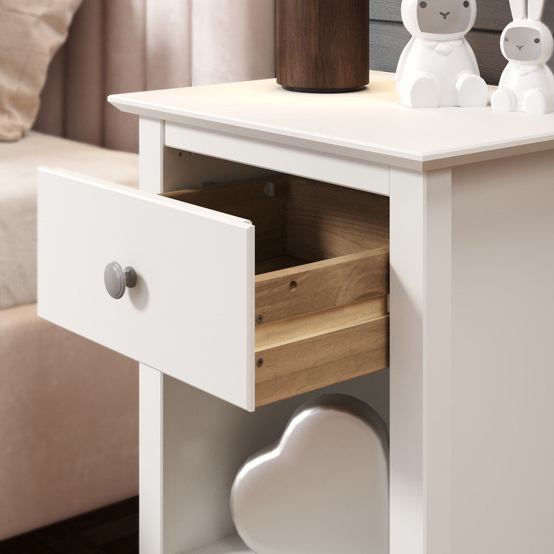  One Drawer End Table/Nightstand - White, White
