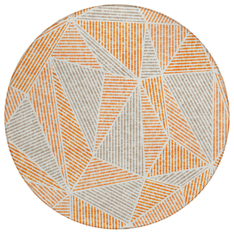 Itzayana Geometric Indoor / Outdoor Rug, Round 8'