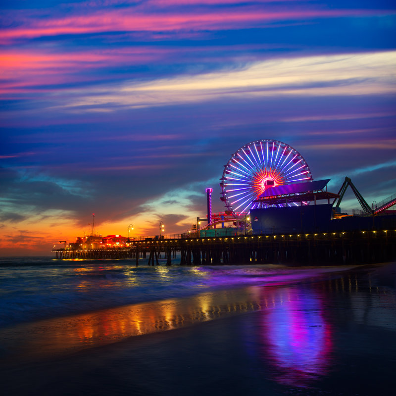 «Santa Monica Sunset» par Lunamarina - photographie sur toile tendue, L 12 po x H 12 po