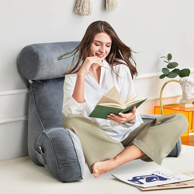 Coussin de lecture pour adulte avec accoudoirs, Brun