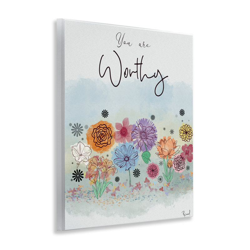 Plaque murale You Are Worthy Modern Blooms, design par Renel Peters