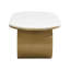 Table basse de luxe 47,18 po avec tiroir de rangement, conception ovale, plateau en faux marbre, métal doré pour le salon, fabrication, pieds réglables, ensemble sécuritaire