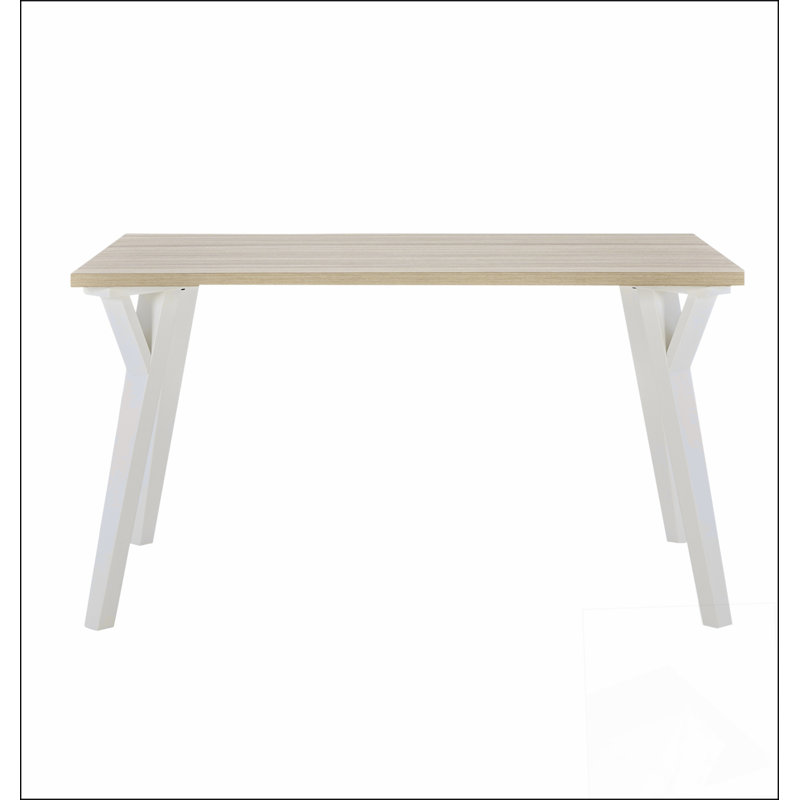 Alwynn Contemporary Rectangular Dining Table, White and Natural Wood