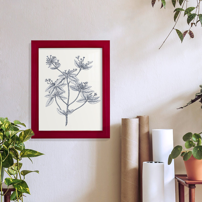 Indigo Botany Study III - reproduction de cadre photo simple, Rouge, H 11 po x l 9 po x P 1 po