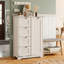 Petite armoire de rangement blanche 1 porte, 2 tablettes, 4 tiroirs