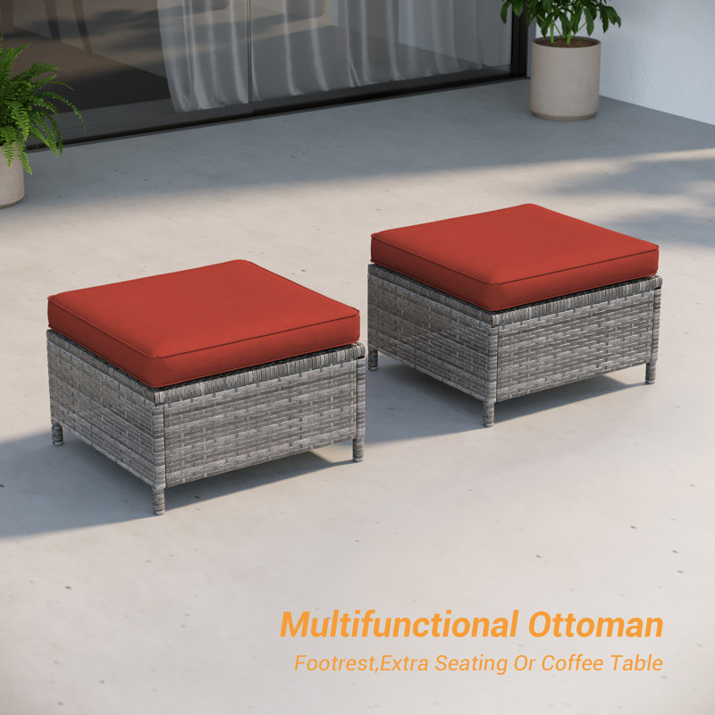 Iga 3 - Person Patio Conversation Set with Cushions, Gray, Brick Red