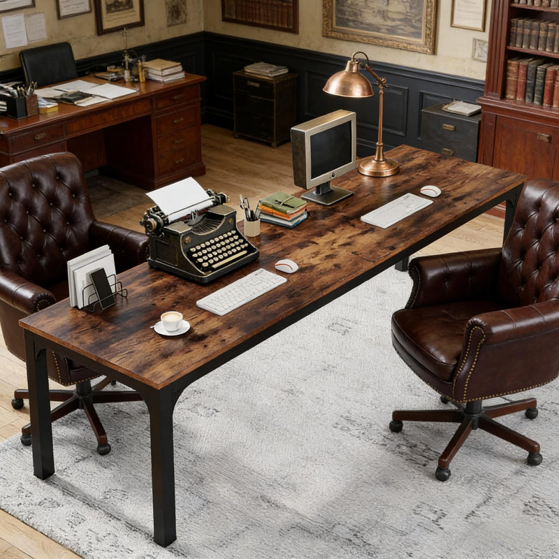 Bureau d'ordinateur pratique, Brun rustique / noir