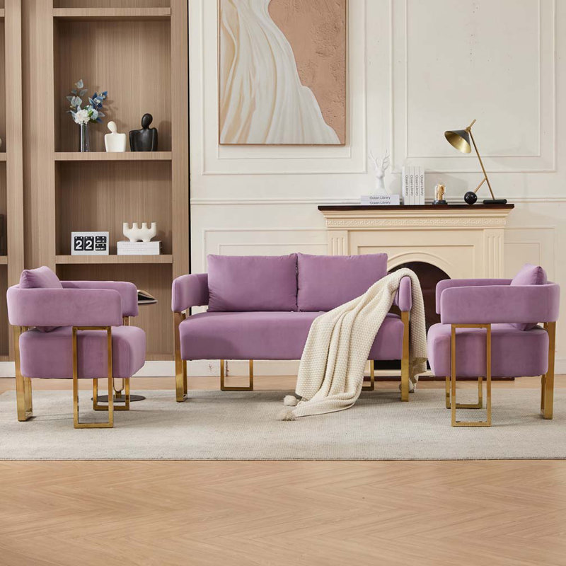 Teddy fleece 2-seater Sofa, Metal Frame, Lilac