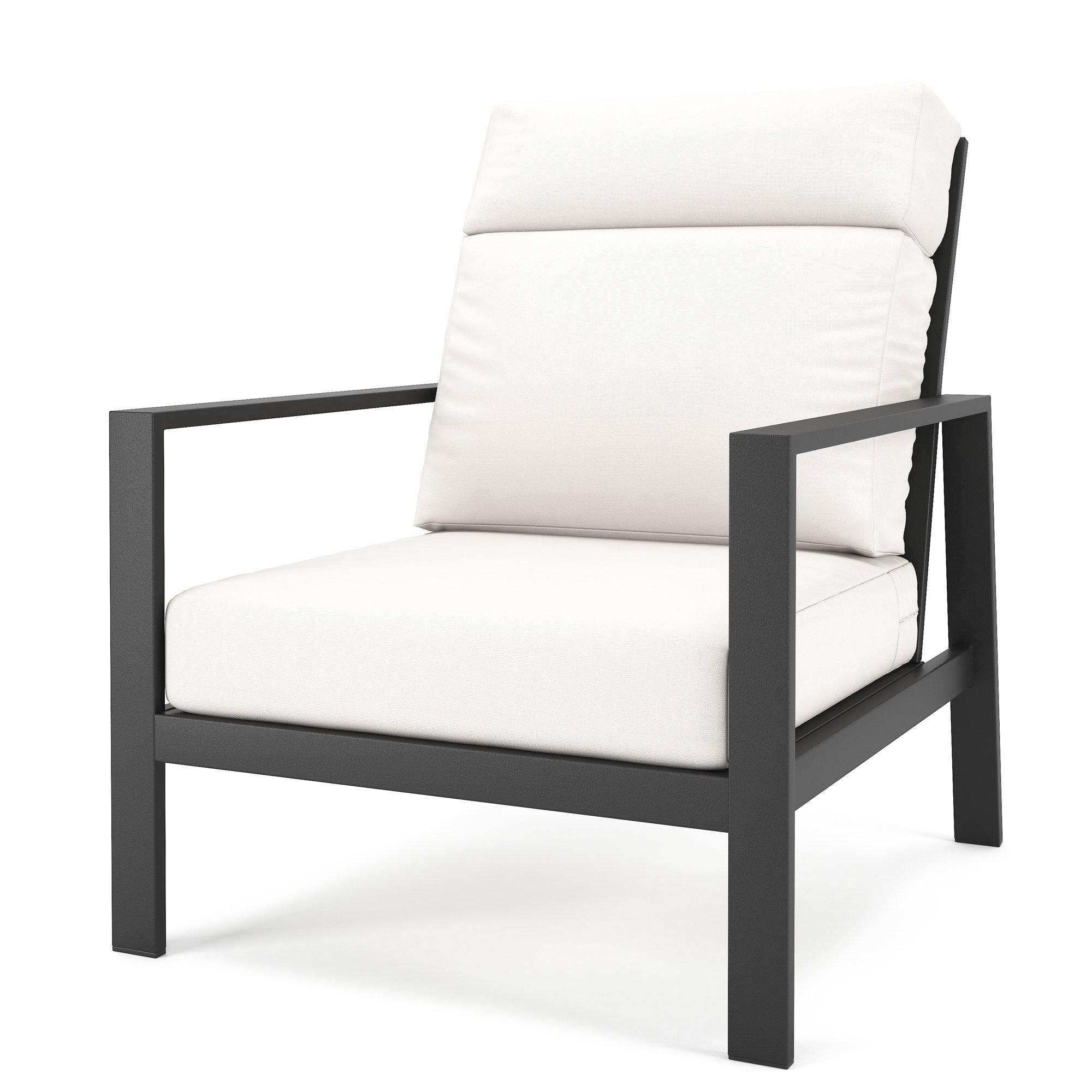Townsend Metal Outdoor Lounge Club Chair With Sunbrella Cushion, Canvas White