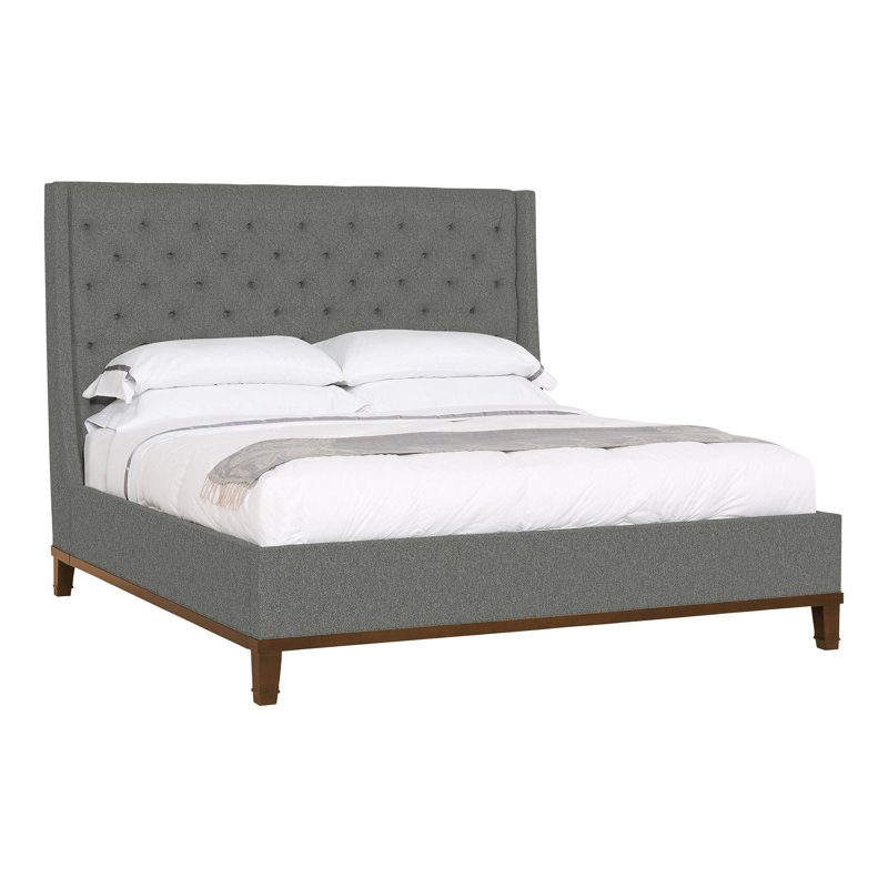Michael Weiss Solid Wood Wingback Bed, Ian Pewter, Dove Gray