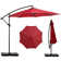 Wetumka 118" Cantilever Umbrella with Base included, Outdoor Offset Umbrella with Weighted Base for Patio Garden Backyard