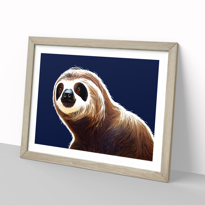 XH1022-7076X Portrait of a Sloth Vol.1 1 Piece Single Picture Frame Wall Art, 25cm H x 34cm W x 2cm D, Oak Framed