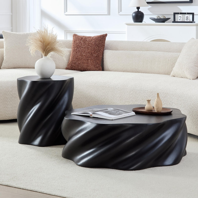 Ensemble de 2 tables basses modernes en fibre de verre pétale